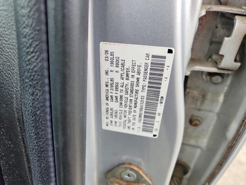 51677646 :رقم المزاد ، 1HGCM56196A112153 vin ، 2006 Honda Accord مزاد بيع