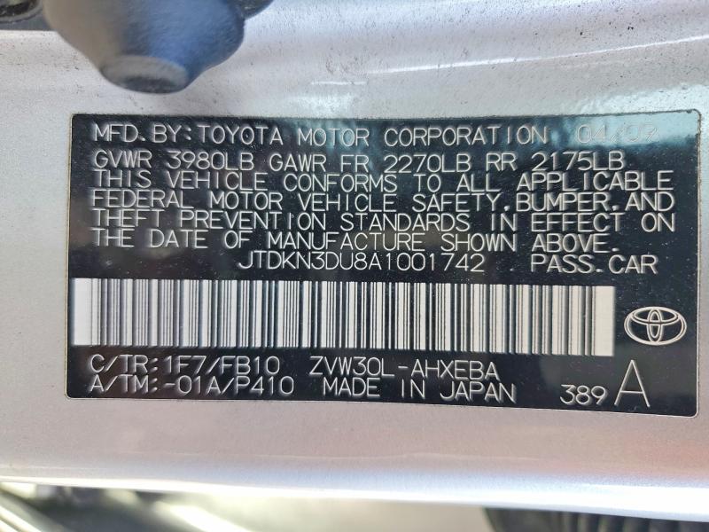 Aukcja sprzedaży 2010 Toyota Prius, vin: JTDKN3DU8A1001742, numer aukcji: 51561826