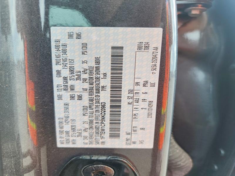 Продажа на аукционе авто 2022 Ford F150, vin: 1FTEW1CP5NKD20963, номер лота: 50564786