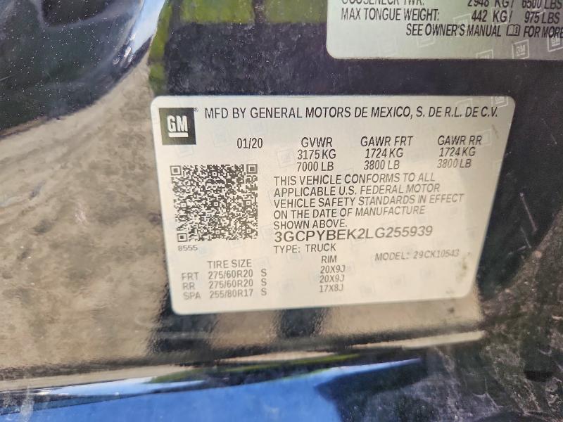 49305836 :رقم المزاد ، 3GCPYBEK2LG255939 vin ، 2020 Chevrolet Silverado مزاد بيع