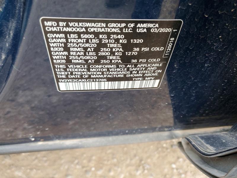 Продаж на аукціоні авто 2020 Volkswagen Atlas Cross Sport, vin: 1V2YE2CAXLC213785, номер лоту: 47620486