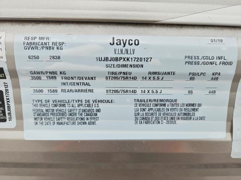 Aukcja sprzedaży 2019 Jaco Jay Flight Trv Trail, vin: 1UJBJ0BPXK1720127, numer aukcji: 49364166