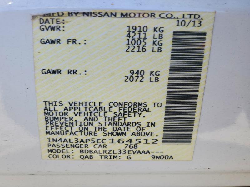 Продаж на аукціоні авто 2014 Nissan Altima, vin: 1N4AL3AP5EC164512, номер лоту: 49092756