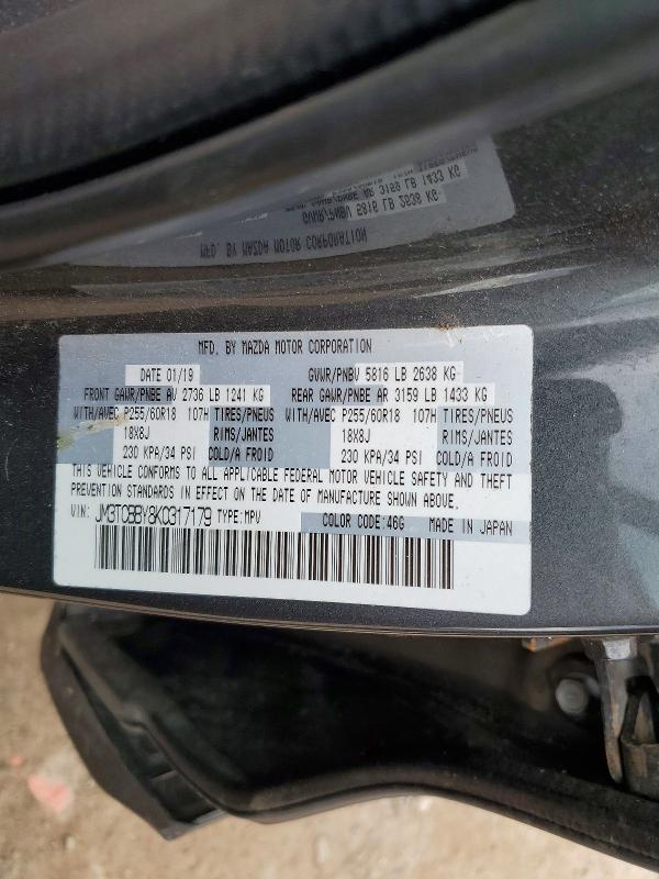Aukcja sprzedaży 2019 Mazda Cx-9, vin: JM3TCBBY8K0317179, numer aukcji: 49938956