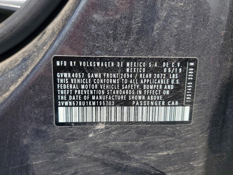 Auction sale of the 2019 Volkswagen Jetta, vin: 3VWN57BU1KM195703, lot number: 50487146