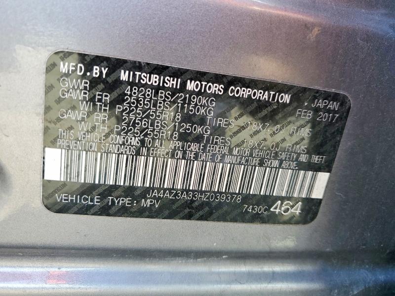 Продаж на аукціоні авто 2017 Mitsubishi Outlander, vin: JA4AZ3A33HZ039378, номер лоту: 50520866