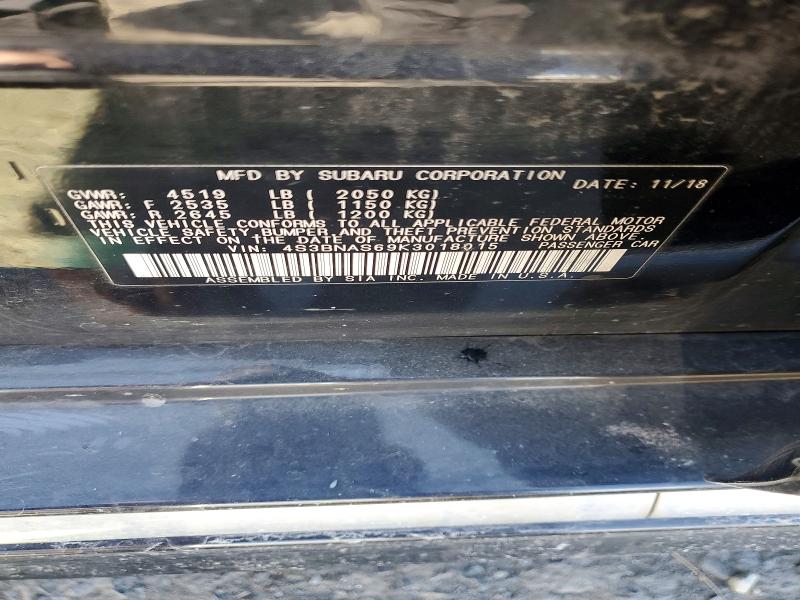 2019 Subaru Legacy მანქანა იყიდება აუქციონზე, vin: 4S3BNAS69K3018015, აუქციონის ნომერი: 50623326