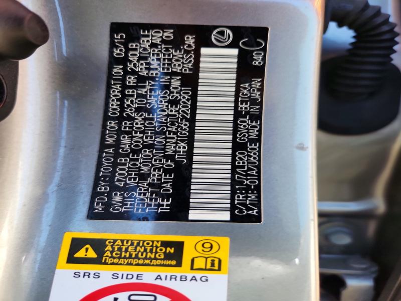 50907256 :رقم المزاد ، JTHBK1GG6F2202901 vin ، 2015 Lexus Es مزاد بيع