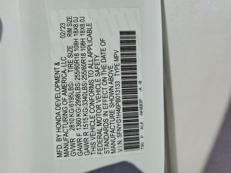 Продажа на аукционе авто 2023 Honda Pilot, vin: 5FNYG1H46PB013133, номер лота: 49571766
