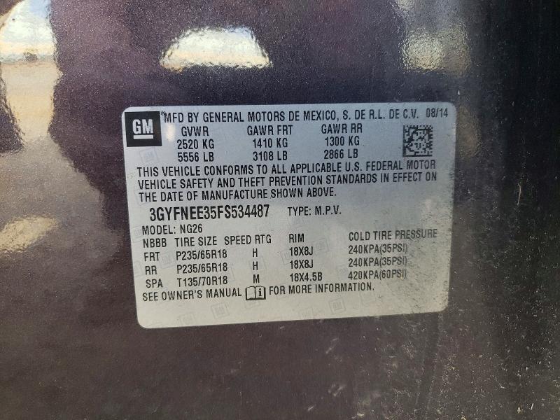 Aukcja sprzedaży 2015 Cadillac Srx, vin: 3GYFNEE35FS534487, numer aukcji: 49782616