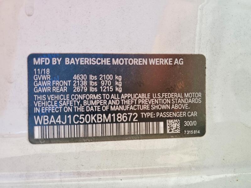 Продажа на аукционе авто 2019 Bmw 430i, vin: WBA4J1C50KBM18672, номер лота: 49790896