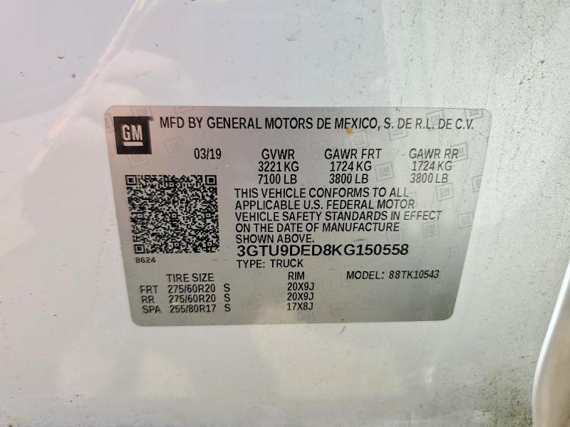 46834296 :رقم المزاد ، 3GTU9DED8KG150558 vin ، 2019 Gmc Sierra مزاد بيع