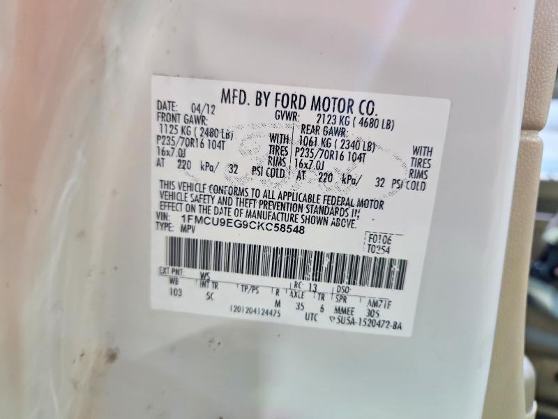 Продажа на аукционе авто 2012 Ford Escape, vin: 1FMCU9EG9CKC58548, номер лота: 51128476
