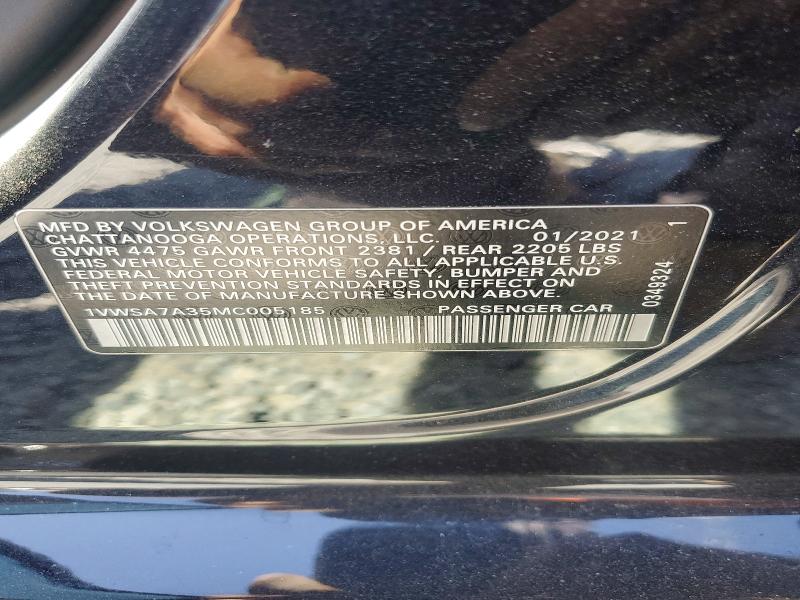 Aukcja sprzedaży 2021 Volkswagen Passat, vin: 1VWSA7A35MC005185, numer aukcji: 50996836