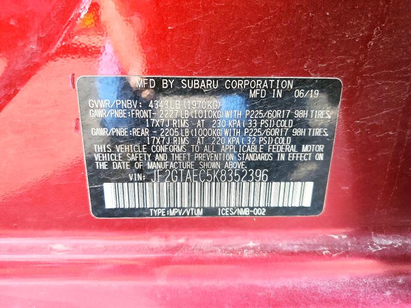 Продаж на аукціоні авто 2019 Subaru Crosstrek, vin: JF2GTAEC5K8352396, номер лоту: 48650756