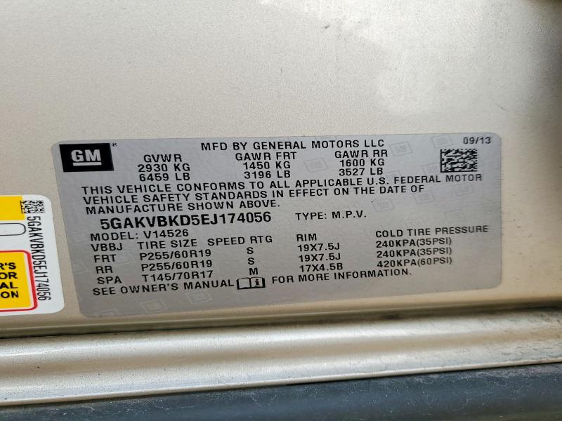 51302896 :رقم المزاد ، 5GAKVBKD5EJ174056 vin ، 2014 Buick Enclave مزاد بيع
