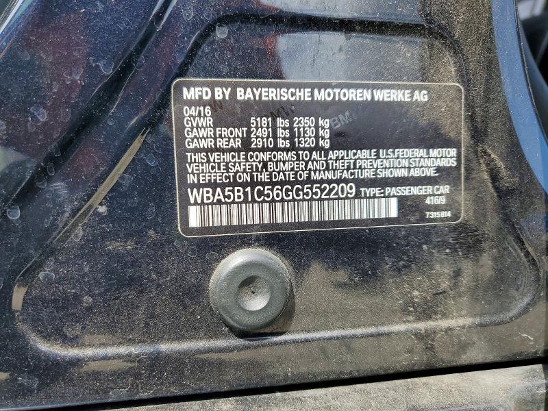 50803056 :رقم المزاد ، WBA5B1C56GG552209 vin ، 2016 Bmw 535 مزاد بيع