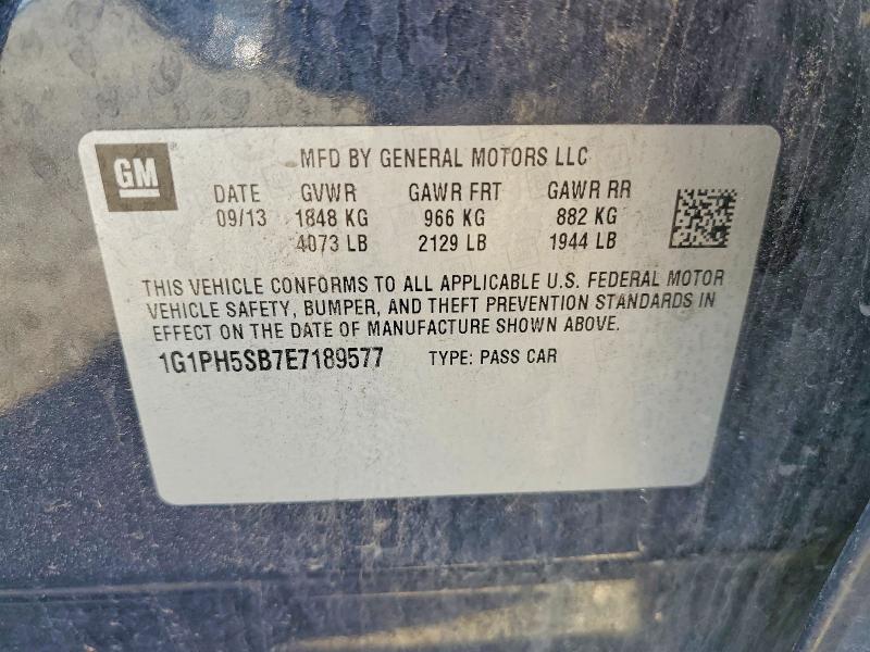 51354566 :رقم المزاد ، 1G1PH5SB7E7189577 vin ، 2014 Chevrolet Cruze مزاد بيع