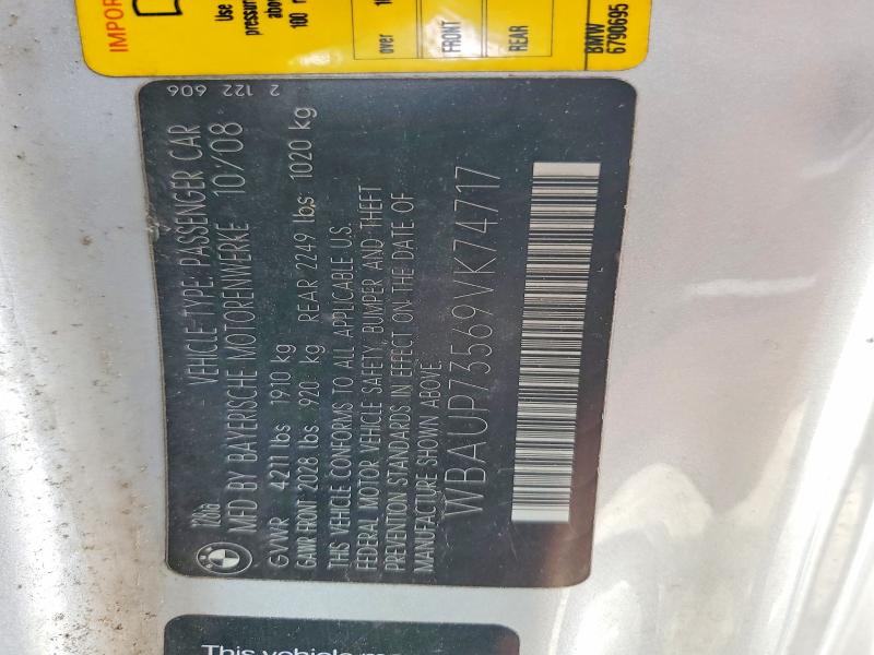 Продаж на аукціоні авто 2009 Bmw 128, vin: WBAUP73569VK74717, номер лоту: 50039806