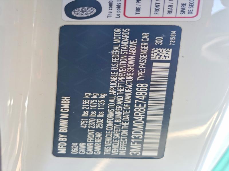 Aukcja sprzedaży 2024 Bmw M2, vin: 3MF13DM04R8E74868, numer aukcji: 48669996