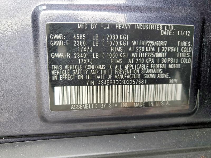 Продажа на аукционе авто 2013 Subaru Outback, vin: 4S4BRBCC6D3257681, номер лота: 48482226