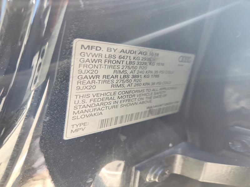 50180706 :رقم المزاد ، WA1AVAF12KD011583 vin ، 2019 Audi Q8 مزاد بيع