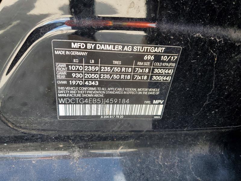 Продажа на аукционе авто 2018 Mercedes-benz Gla, vin: WDCTG4EB5JJ459184, номер лота: 51642906
