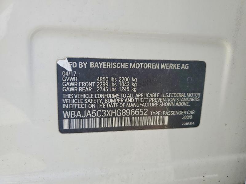 Aukcja sprzedaży 2017 Bmw 530, vin: WBAJA5C3XHG896652, numer aukcji: 51328196