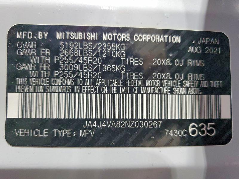 Продаж на аукціоні авто 2022 Mitsubishi Outlander, vin: JA4J4VA82NZ030267, номер лоту: 48633576