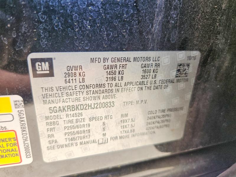 Aukcja sprzedaży 2017 Buick Enclave, vin: 5GAKRBKD2HJ200833, numer aukcji: 49934876