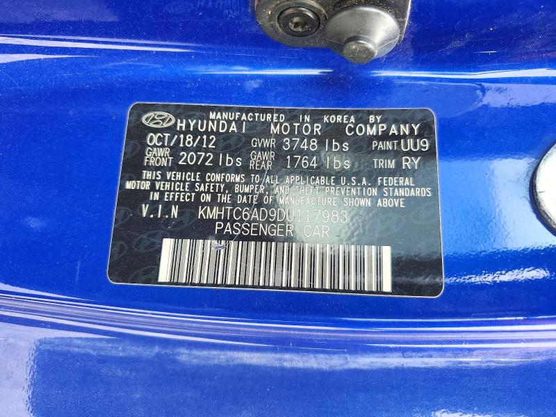 Aukcja sprzedaży 2013 Hyundai Veloster, vin: KMHTC6AD9DU117983, numer aukcji: 51645616