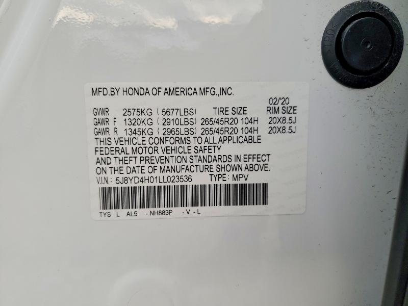Продажа на аукционе авто 2020 Acura Mdx, vin: 5J8YD4H01LL023536, номер лота: 51318956