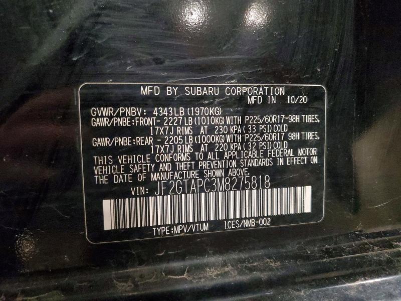 Продаж на аукціоні авто 2021 Subaru Crosstrek, vin: JF2GTAPC3M8275818, номер лоту: 48615836