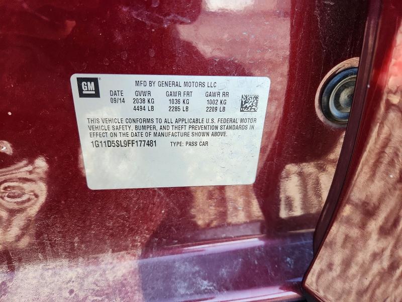 Продажа на аукционе авто 2015 Chevrolet Malibu, vin: 1G11D5SL9FF177481, номер лота: 51623966