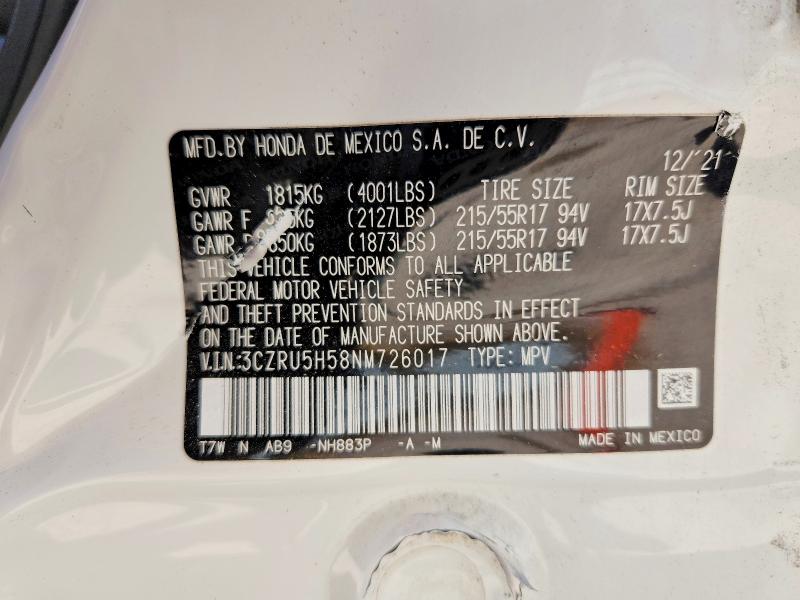 Aukcja sprzedaży 2022 Honda Hr-v, vin: 3CZRU5H58NM726017, numer aukcji: 48135056