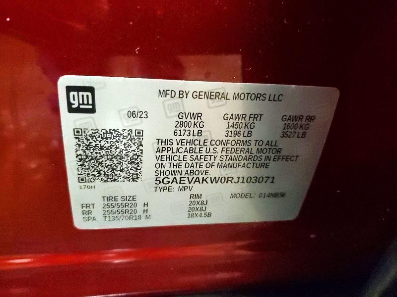 Aukcja sprzedaży 2024 Buick Enclave, vin: 5GAEVAKW0RJ103071, numer aukcji: 50165126