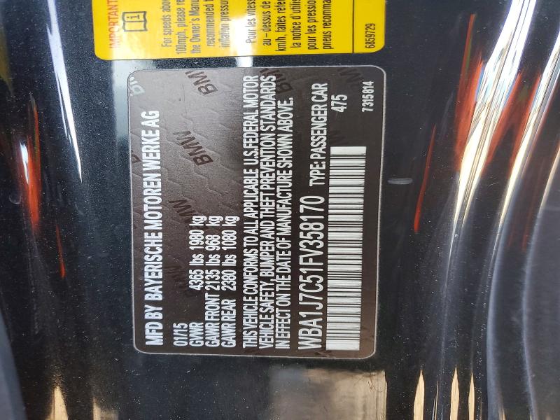 48864446 :رقم المزاد ، WBA1J7C51FV358170 vin ، 2015 Bmw M235i مزاد بيع
