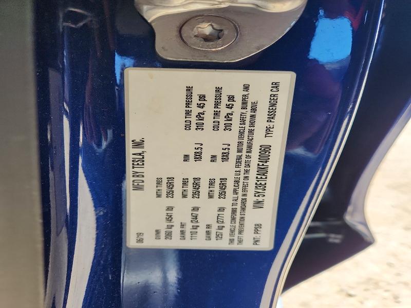 Продаж на аукціоні авто 2019 Tesla Model 3, vin: 5YJ3E1EA0KF400960, номер лоту: 49260126