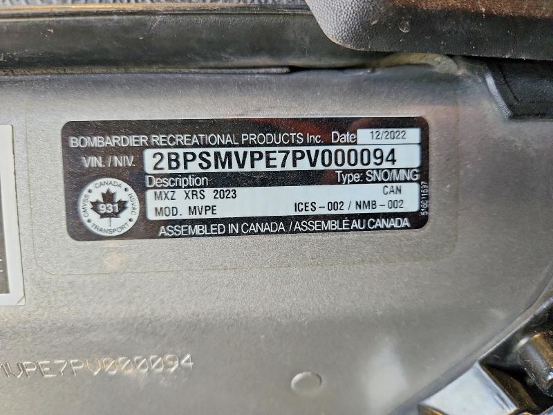 50152156 :رقم المزاد ، 2BPSMVPE7PV000094 vin ، 2023 Ski Mxz800 مزاد بيع