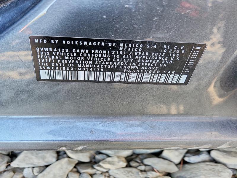 50623186 :رقم المزاد ، 3VWCB7BU3LM034478 vin ، 2020 Volkswagen Jetta مزاد بيع