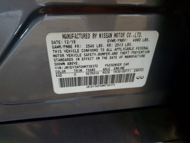 Aukcja sprzedaży 2017 Infiniti Q50, vin: JN1EV7AP0HM739372, numer aukcji: 50526436