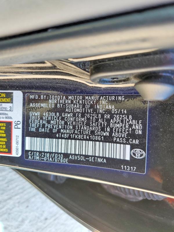 49947586 :رقم المزاد ، 4T4BF1FK8ER410861 vin ، 2014 Toyota Camry مزاد بيع