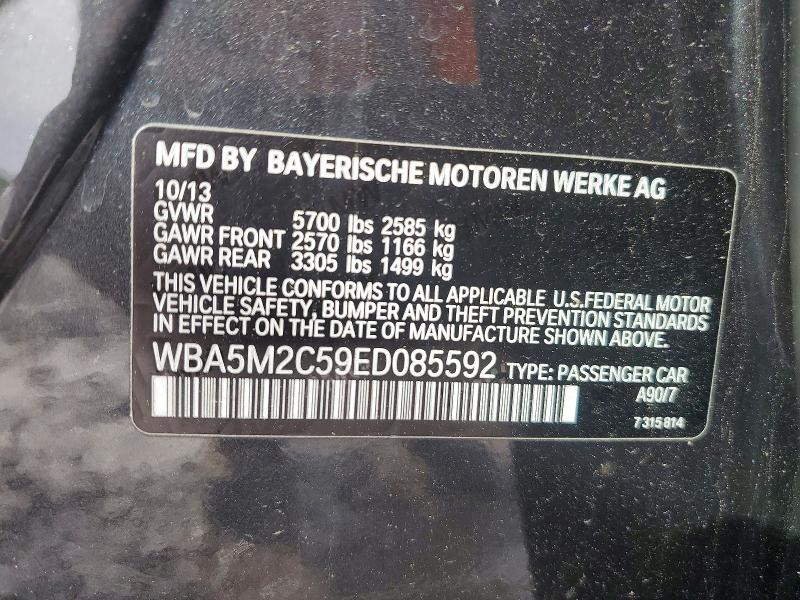51827276 :رقم المزاد ، WBA5M2C59ED085592 vin ، 2014 Bmw 535 مزاد بيع