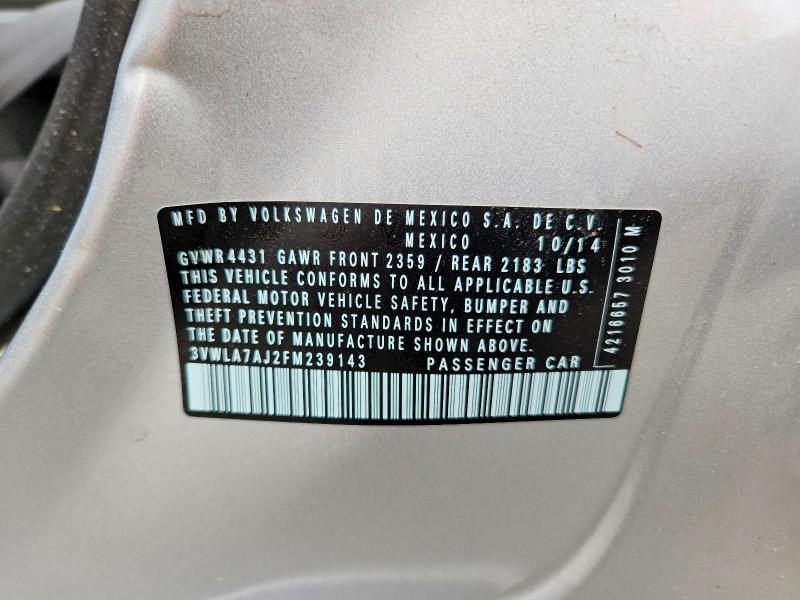 51249436 :رقم المزاد ، 3VWLA7AJ2FM239143 vin ، 2015 Volkswagen Jetta مزاد بيع