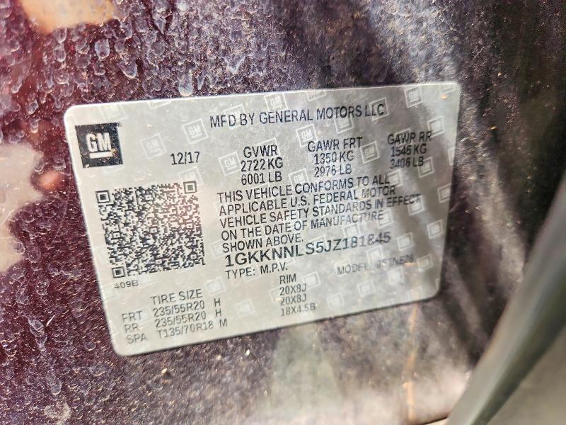 Aukcja sprzedaży 2018 Gmc Acadia, vin: 1GKKNNLS5JZ181845, numer aukcji: 51170406