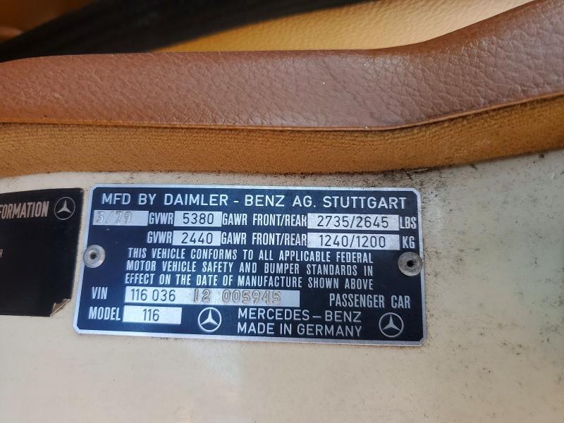 1979 Mercedes Benz 450 მანქანა იყიდება აუქციონზე, vin: 11603612005945, აუქციონის ნომერი: 50000876
