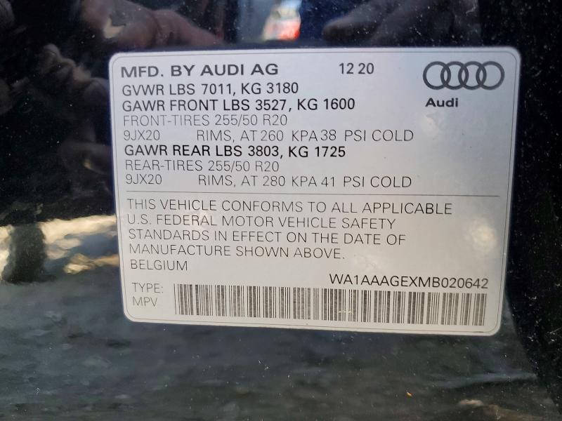 Aukcja sprzedaży 2021 Audi E-tron, vin: WA1AAAGEXMB020642, numer aukcji: 51329016