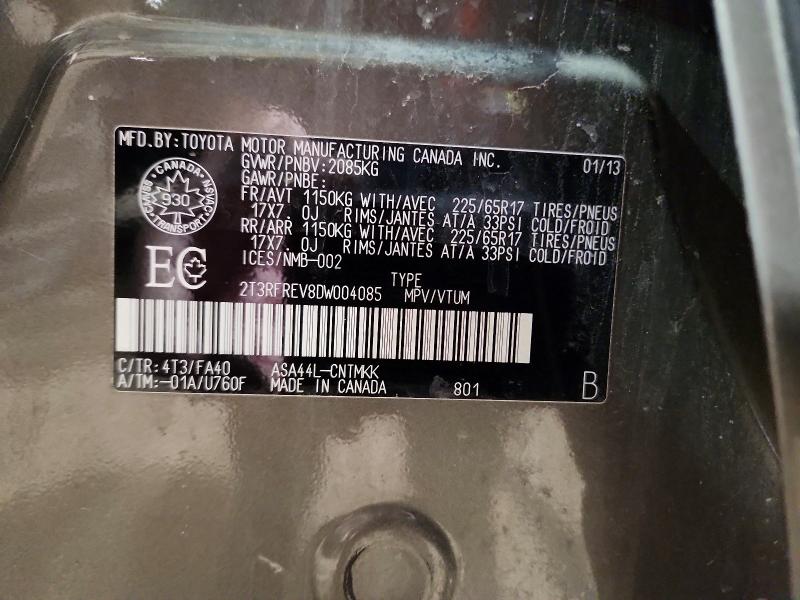 2013 Toyota Rav4 მანქანა იყიდება აუქციონზე, vin: 2T3RFREV8DW004085, აუქციონის ნომერი: 48613096
