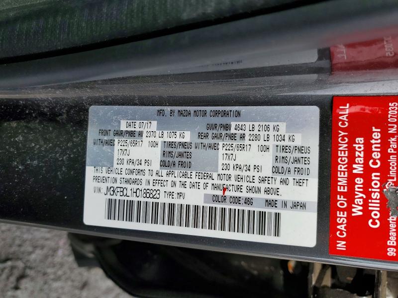 Продажа на аукционе авто 2017 Mazda Cx-5, vin: JM3KFBCL1H0186823, номер лота: 50702096
