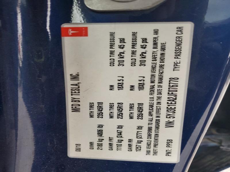 Продажа на аукционе авто 2018 Tesla Model 3, vin: 5YJ3E1EA2JF076778, номер лота: 49181276